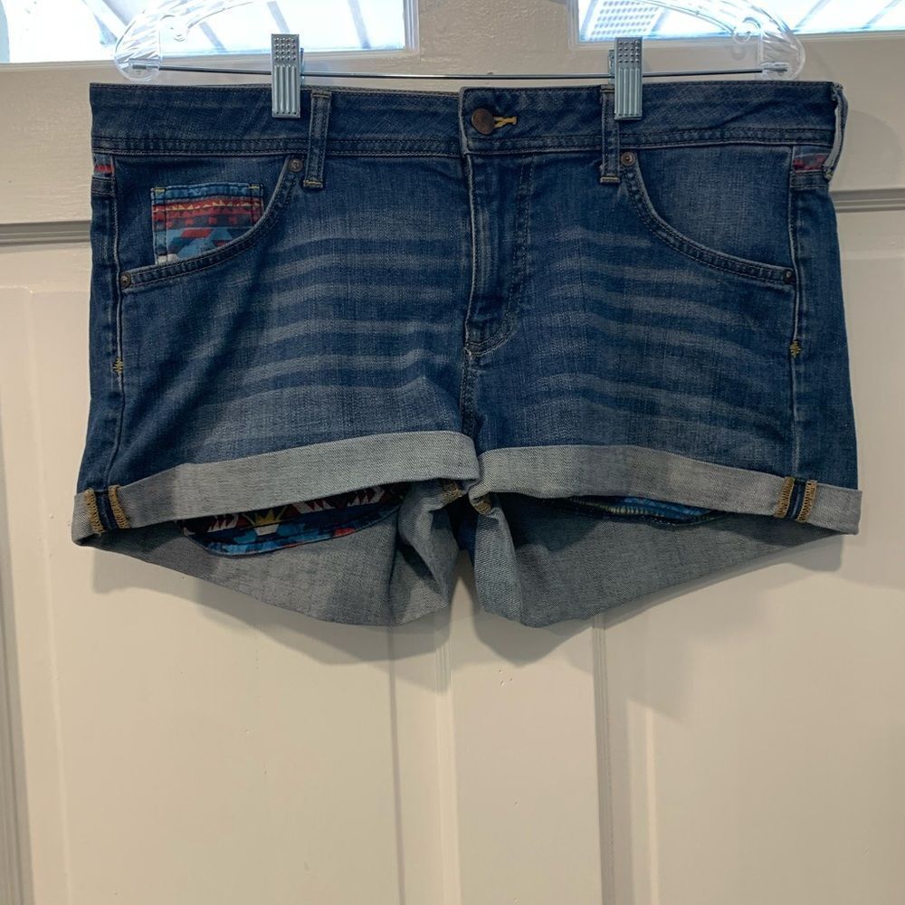 H&M Blue Jean Shorts with Cuffed Hem and Faded Look